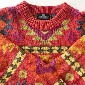 Structure Vintage Ramie Cotton Sweater XL Colorful Oversized Salted Granola Girl